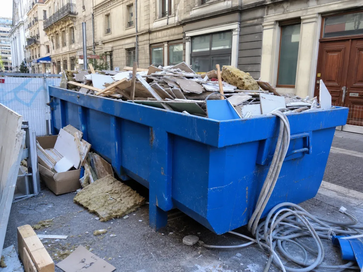 Benne de déchets de chantier mélangés à Genève